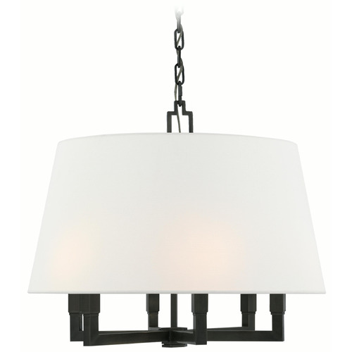 Visual Comfort Signature Collection Square Tube Bronze Pendant Light with Empire Shade