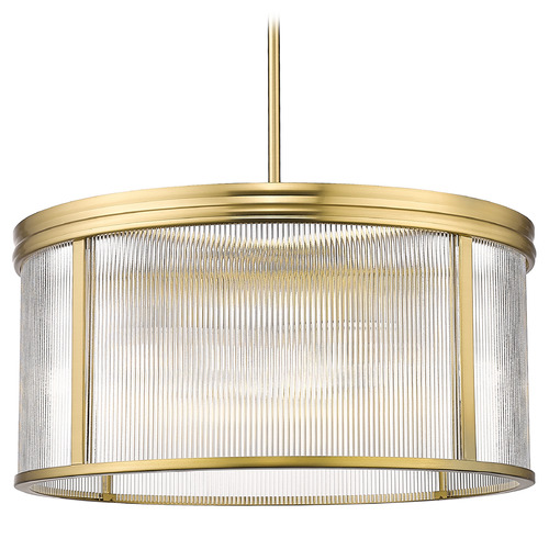 Z-Lite Z-Lite Carnaby Modern Gold Pendant Light with Drum Shade 7504P24-MGLD