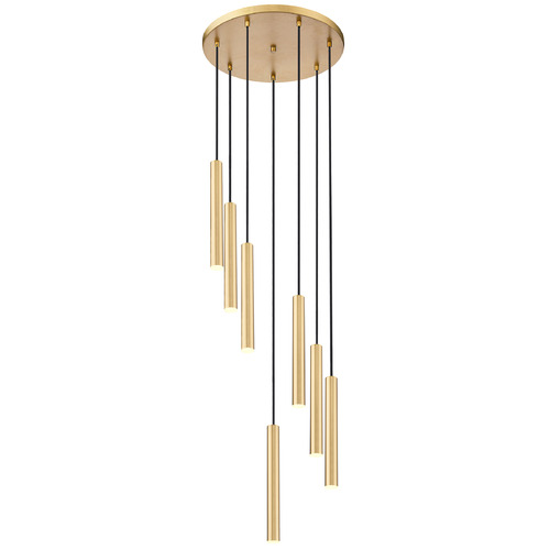 Z-Lite Forest Modern Gold LED Multi-Light Pendant with Cylindrical Shade