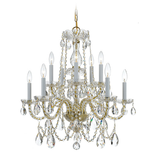 Crystorama Lighting Crystorama Lighting Traditional Crystal Polished Brass Crystal Chandelier 1130-PB-CL-SAQ