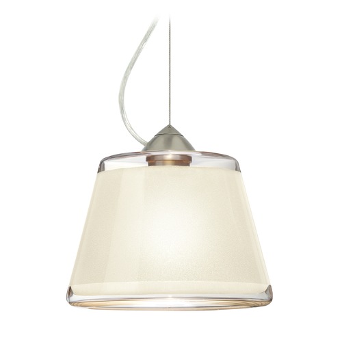 Besa Lighting Besa Lighting Pica Satin Nickel Pendant Light with Empire Shade 1KX-PIC9WH-SN