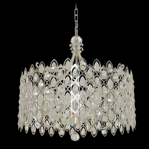 Allegri Lighting Allegri Crystal Prive Two Tone Silver Pendant Light with Drum Shade 028753-017-FR001