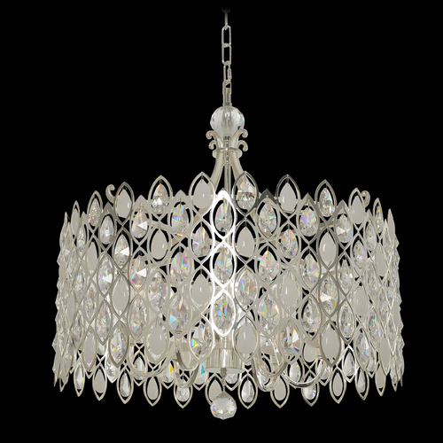 Allegri Crystal Prive Two Tone Silver Pendant Light with Drum Shade