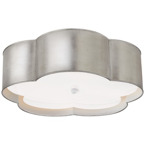 Visual Comfort Signature Collection Kate Spade New York Bryce Flush Mount in Silver Leaf by Visual Comfort Signature KS4118BSLWHTFA