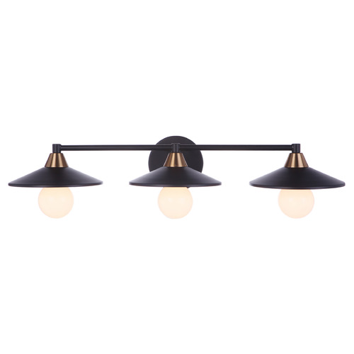 Craftmade Lighting Isaac Flat Black & Satin Brass Bathroom Light by Craftmade Lighting 12529FBSB3