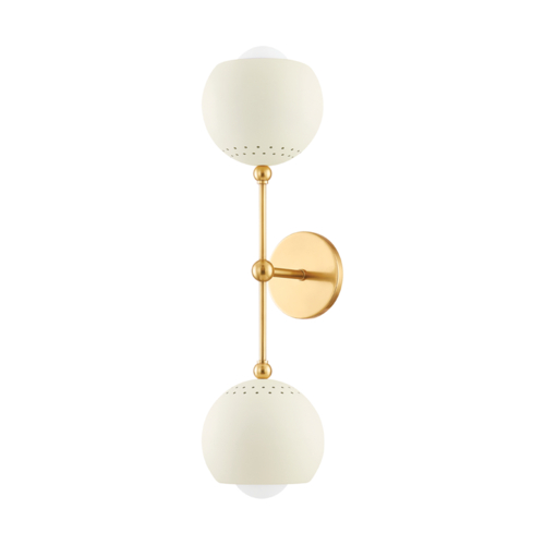 Mitzi by Hudson Valley Saylor Wall Sconce in Aged Brass & Cream by Mitzi by Hudson Valley H832102-AGB/SCR