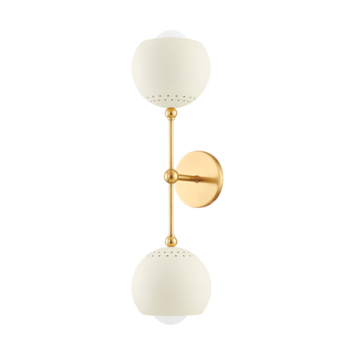 Saylor Wall Sconce in Aged Brass & Cream by Mitzi by Hudson Valley