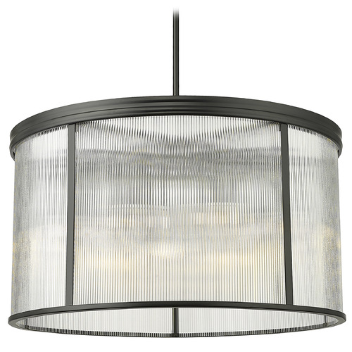 Z-Lite Carnaby Matte Black Pendant Light with Drum Shade