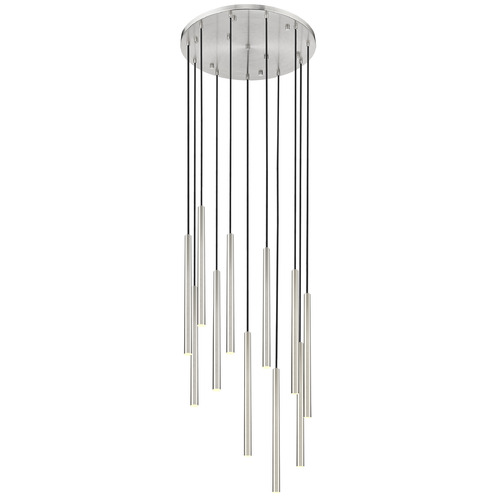 Z-Lite Forest Brushed Nickel LED Multi-Light Pendant with Cylindrical Shade