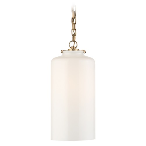 Visual Comfort Signature Collection Thomas OBrien Katie Cylinder Pendant in Brass by Visual Comfort Signature TOB5226HABG3WG