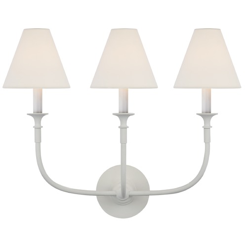 Visual Comfort Signature Collection Thomas OBrien Piaf Triple Sconce in Plaster White by Visual Comfort Signature TOB2452PWL