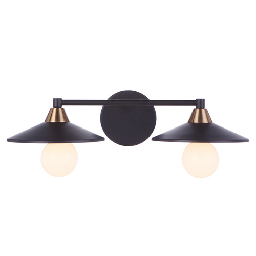 Craftmade Lighting Isaac Flat Black & Satin Brass Bathroom Light by Craftmade Lighting 12519FBSB2