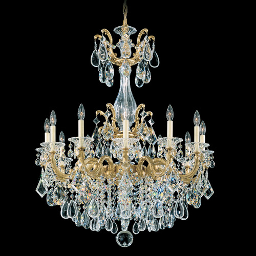 Schonbek Worldwide Lighting La Scala Heirloom Gold Crystal Chandelier