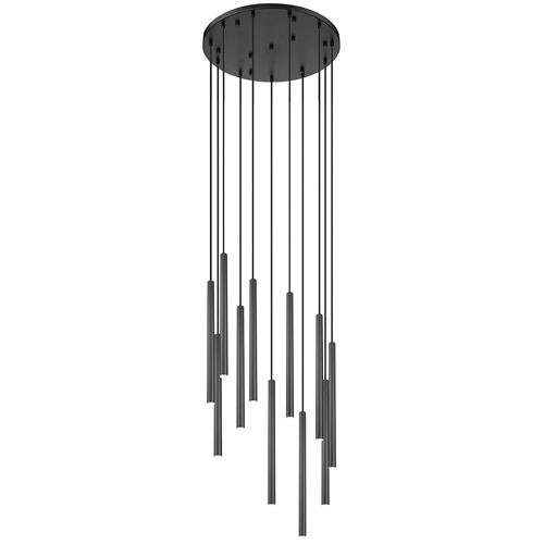 Z-Lite Forest Matte Black LED Multi-Light Pendant with Cylindrical Shade