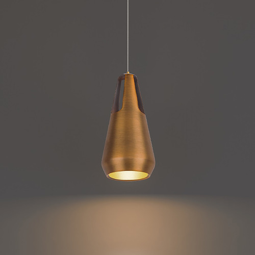 Modern Forms by WAC Lighting Ingot Aged Brass LED Mini Pendant with Conical Shade by Modern Forms PD-66110-AB