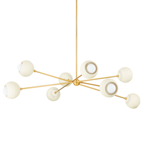 Mitzi by Hudson Valley Saylor 54-Inch Chandelier in Brass & Cream by Mitzi by Hudson Valley H832808-AGB/SCR