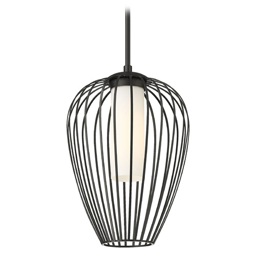 Z-Lite Savanti Matte Black Pendant Light with Cylindrical Shade