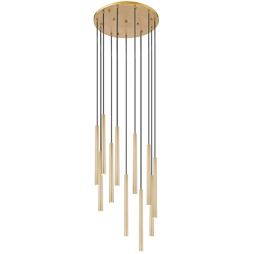 Z-Lite Forest Modern Gold LED Multi-Light Pendant with Cylindrical Shade