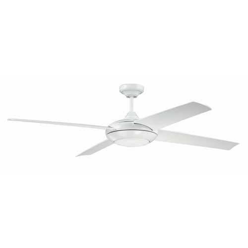 60-Inch White Ceiling Fan with LED Light 3000K 635LM by Craftmade Lighting