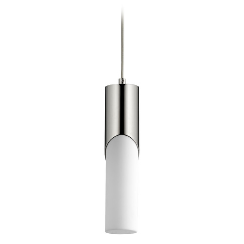 Ellipse 13-Inch LED Acrylic Pendant in Nickel by Oxygen Lighting