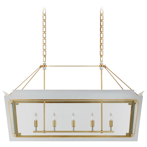 Visual Comfort Signature Collection Julie Neill Caddo Linear Lantern in White & Gild by Visual Comfort Signature JN5023SWGCG
