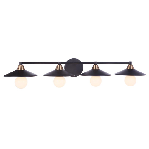 Craftmade Lighting Isaac Flat Black & Satin Brass Bathroom Light by Craftmade Lighting 12537FBSB4