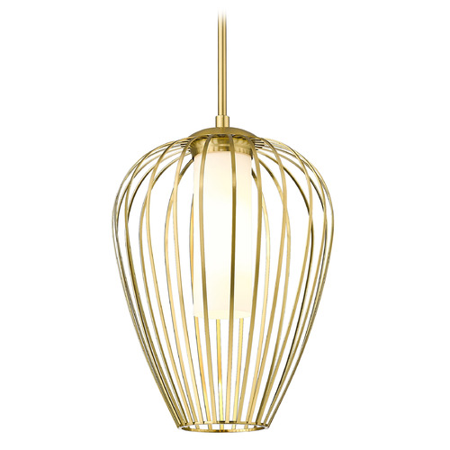 Z-Lite Z-Lite Savanti Modern Gold Pendant Light with Cylindrical Shade 7507-12MGLD