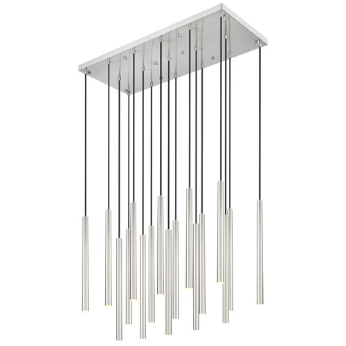 Z-Lite Forest Brushed Nickel LED Multi-Light Pendant with Cylindrical Shade