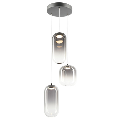 Matteo Lighting Refrax Matte Black LED Multi-Light Pendant with Cylindrical Shade