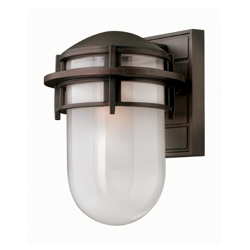 Hinkley Modern Outdoor Wall Light with White Glass in Victorian Bronze Finish 1950VZ