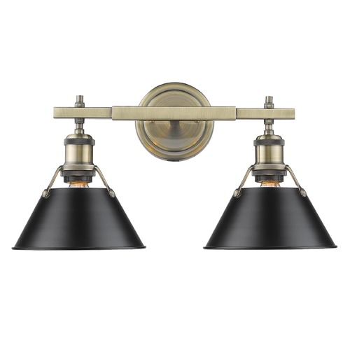 Orwell 18.25-Inch Bath Light in Aged Brass & Black by Golden Lighting