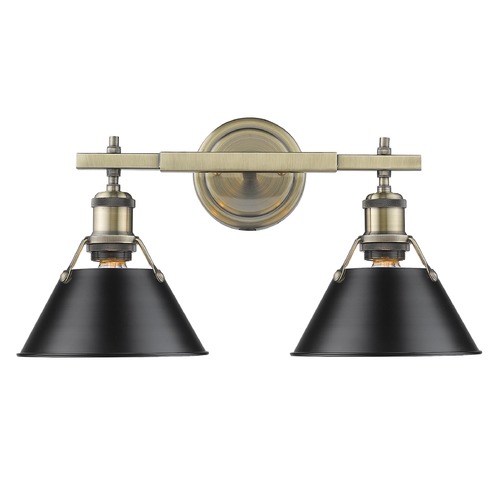 Golden Lighting Orwell 18.25-Inch Bath Light in Aged Brass & Black by Golden Lighting 3306-BA2 AB-BLK