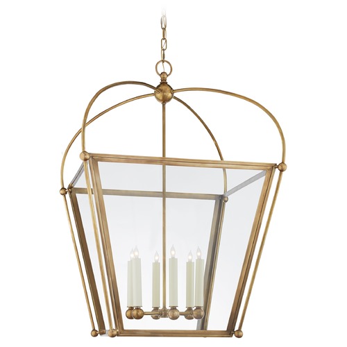 Visual Comfort Signature Collection E.F. Chapman Riverside Square Lantern in Brass by Visual Comfort Signature CHC3440ABCG