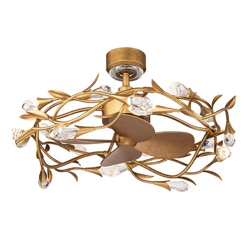 Schonbek Worldwide Lighting Secret Garden Fandelier French Gold LED Ceiling Fan with Light