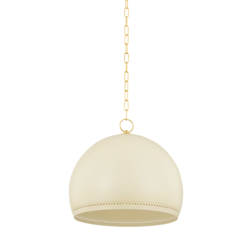 Mitzi by Hudson Valley Etna 18-Inch Pendant in Brass & Cream by Mitzi by Hudson Valley H834701L-AGB/SCR
