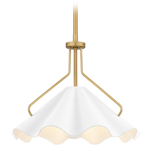 Quoizel Lighting Mejia Aged Brass Pendant Light with Scalloped Shade