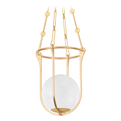 Hudson Valley Lighting Verbank Vintage Gold Leaf LED Pendant Light with Globe Shade