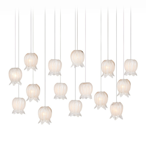 Currey and Company Polpo White / Silver Multi-Light Pendant with Bell Shade