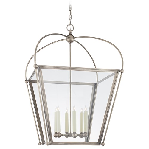 Visual Comfort Signature Collection E.F. Chapman Riverside Square Lantern in Nickel by Visual Comfort Signature CHC3440ANCG