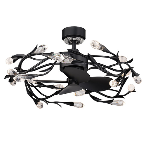 Schonbek Worldwide Lighting Secret Garden Fandelier Black LED Ceiling Fan with Light