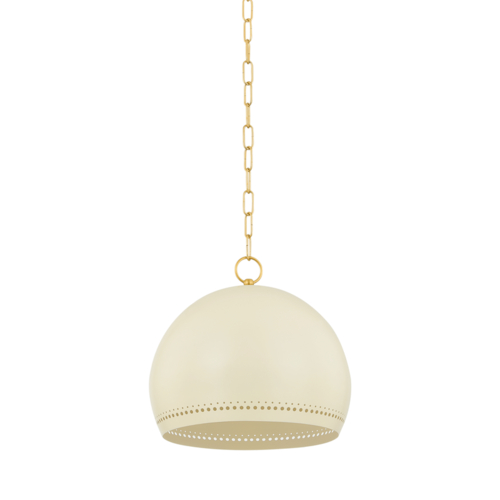 Mitzi by Hudson Valley Etna 13.50-Inch Pendant in Brass & Cream by Mitzi by Hudson Valley H834701S-AGB/SCR