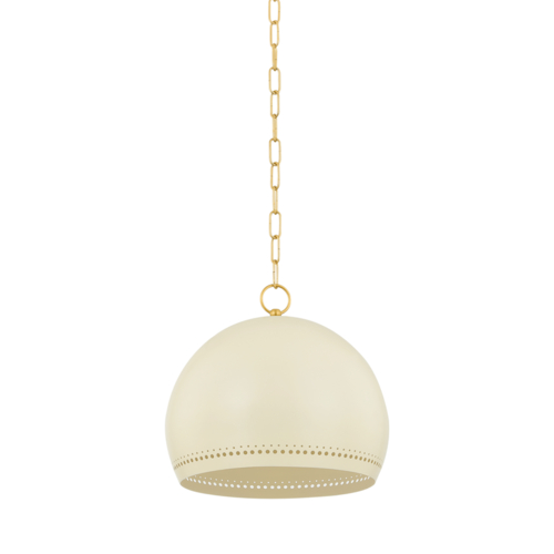 Etna 13.50-Inch Pendant in Brass & Cream by Mitzi by Hudson Valley