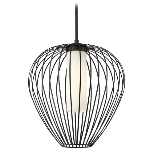 Z-Lite Savanti Matte Black Pendant Light with Cylindrical Shade