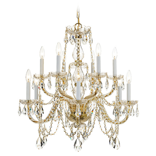 Crystorama Lighting Crystorama Lighting Traditional Crystal Polished Brass Crystal Chandelier 1135-PB-CL-SAQ
