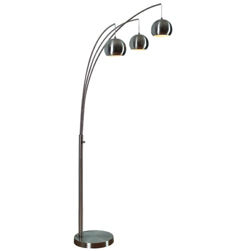 Kenroy Home Lighting Kenroy Home Joan Brushed Steel Arc Lamp with Bowl / Dome Shade 32850BS