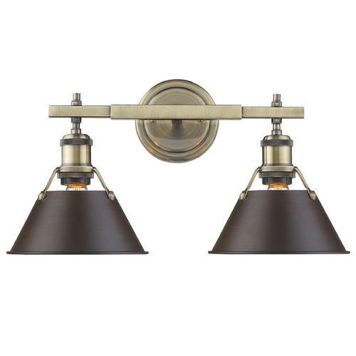 Orwell 18.25-Inch Bath Light in Aged Brass & Rubbed Bronze by Golden Lighting