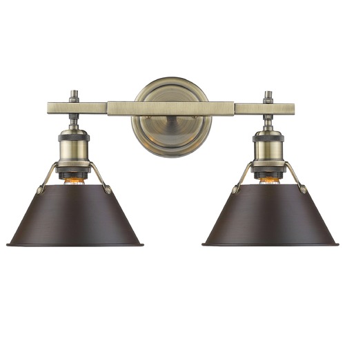 Golden Lighting Orwell 18.25-Inch Bath Light in Aged Brass & Rubbed Bronze by Golden Lighting 3306-BA2 AB-RBZ