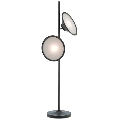 Currey and Company Lighting Bulat Floor Lamp in Antique Black/White Opaque by Currey & Company 8000-0018