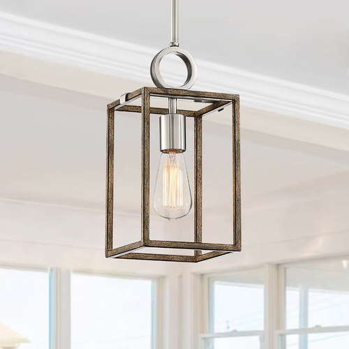 Country Estates Sun Faded Wood with Brushed Nickel Pendant by Minka Lavery