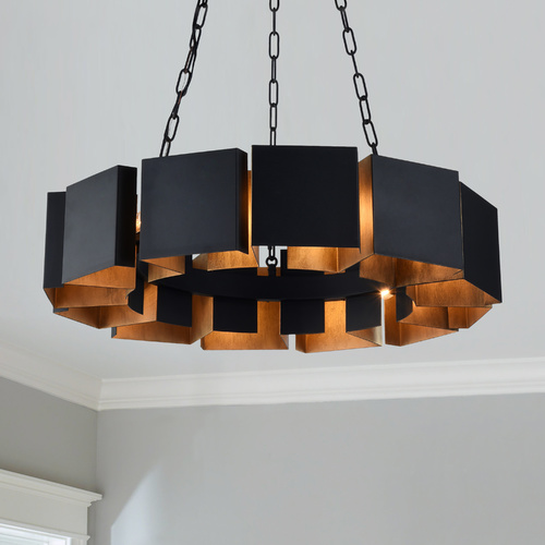 Matteo Lighting Mattone Matte Black Chandelier by Matteo Lighting C59312MB